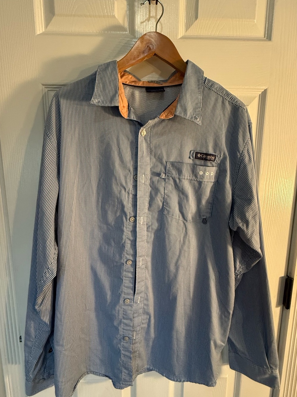 Columbia Men's Light Blue Striped Button-Down Shirt